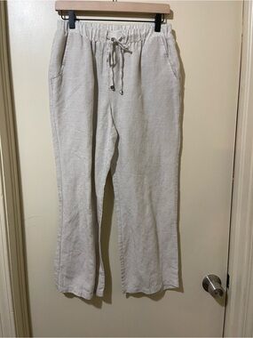 Women’s Beige Drawstring Linen Pants